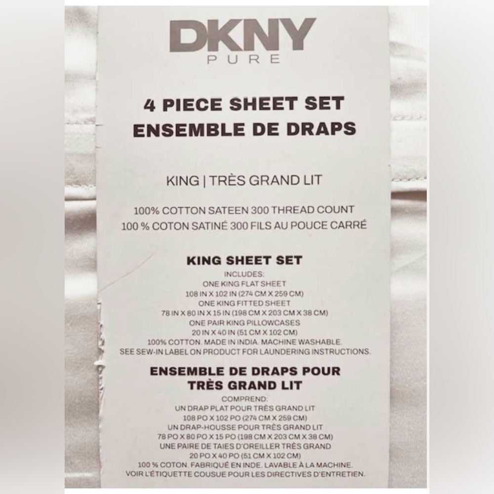 DKNY 4 Pc Cooling Sheet Set- Grand Lit color Moon Beam - Picture 4 of 9